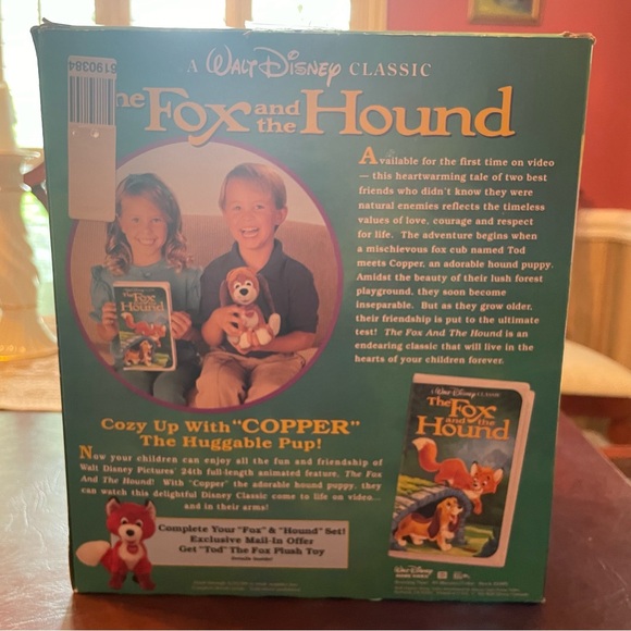 The Fox and the Hound Walt Disney Black Diamond collection sealed VHS &plush toy - Picture 6 of 6